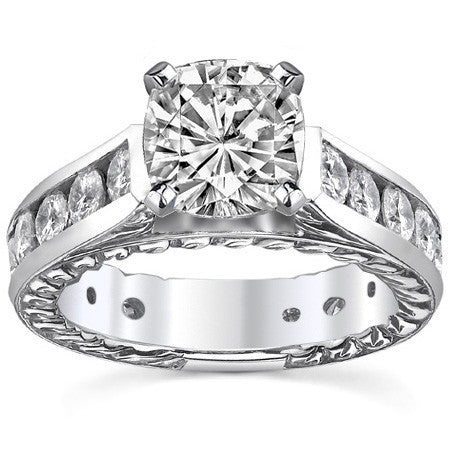 Round Antique Moissanite Engagement Ring Setting 1.8ct