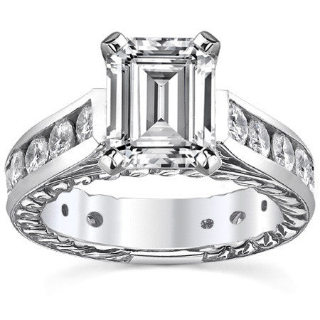 Round Antique Moissanite Engagement Ring Setting 1.8ct