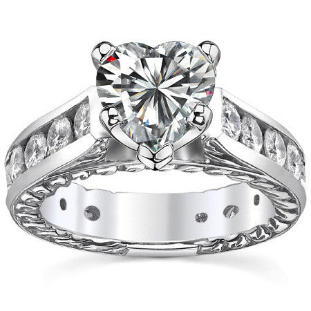 Round Antique Moissanite Engagement Ring Setting 1.8ct