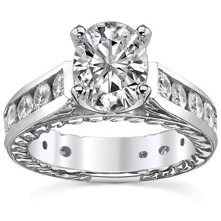 Round Antique Moissanite Engagement Ring Setting 1.8ct