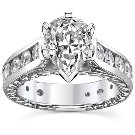 Round Antique Moissanite Engagement Ring Setting 1.8ct