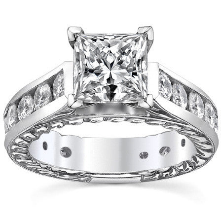 Round Antique Moissanite Engagement Ring Setting 1.8ct