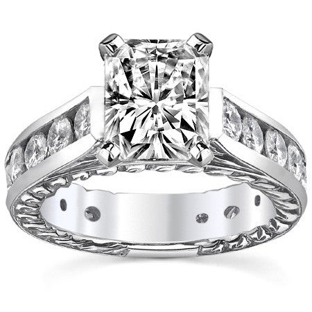 Round Antique Moissanite Engagement Ring Setting 1.8ct