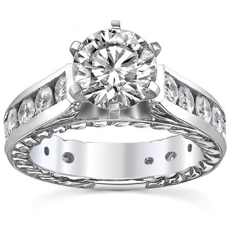 Round Antique Moissanite Engagement Ring Setting 1.8ct