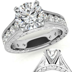 Round Antique Moissanite Engagement Ring Setting 1.8ct