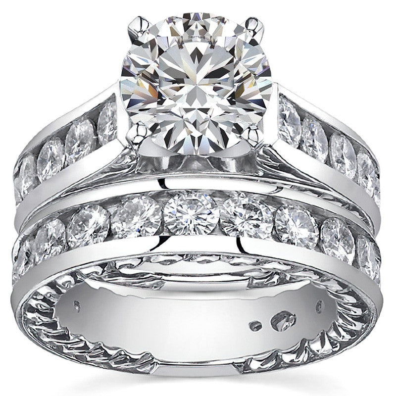 Round Antique Moissanite Engagement Ring Setting 1.8ct