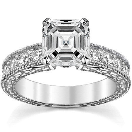 Round Antique Moissanite Engagement Ring Setting 0.6ct