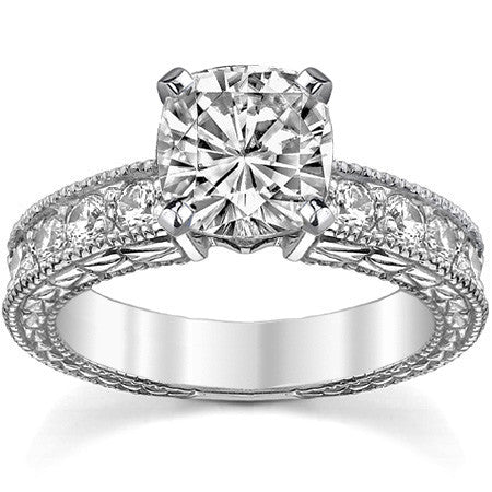 Round Antique Moissanite Engagement Ring Setting 0.6ct