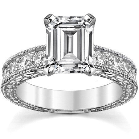 Round Antique Moissanite Engagement Ring Setting 0.6ct