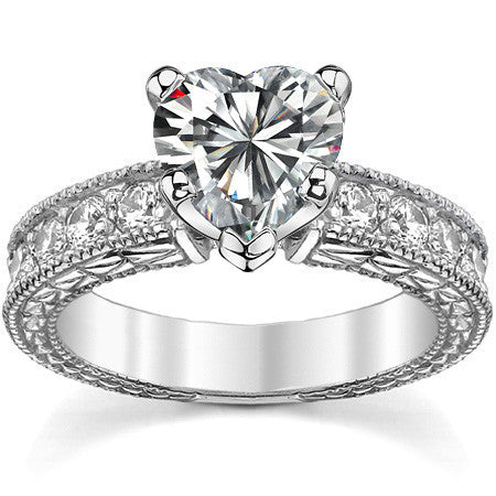 Round Antique Moissanite Engagement Ring Setting 0.6ct