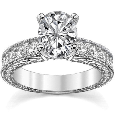 Round Antique Moissanite Engagement Ring Setting 0.6ct