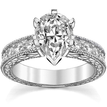 Round Antique Moissanite Engagement Ring Setting 0.6ct