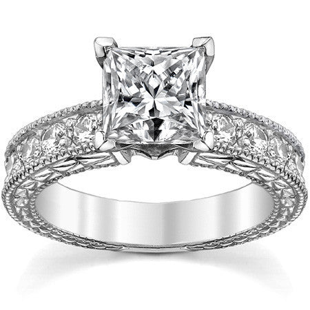 Round Antique Moissanite Engagement Ring Setting 0.6ct
