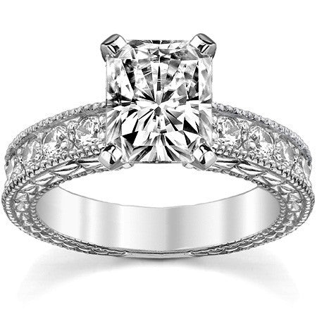 Round Antique Moissanite Engagement Ring Setting 0.6ct