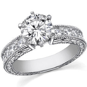 Round Antique Moissanite Engagement Ring Setting 0.6ct