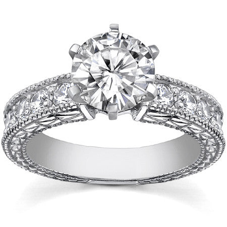 Round Antique Moissanite Engagement Ring Setting 0.6ct