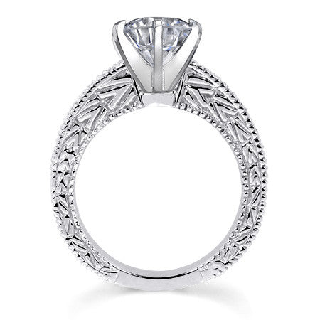 Round Antique Moissanite Engagement Ring Setting 0.6ct