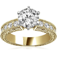Round Antique Moissanite Engagement Ring Setting 0.6ct