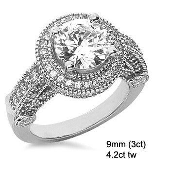 Legacy Style Round Halo Moissanite Engagement Ring
