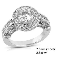 Legacy Style Round Halo Moissanite Engagement Ring