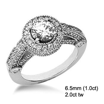 Legacy Style Round Halo Moissanite Engagement Ring