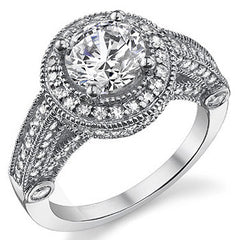 Legacy Style Round Halo Moissanite Engagement Ring