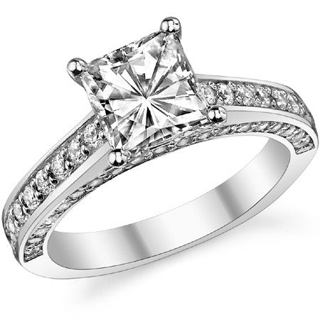 Princess Cathedral Moissanite Engagement Ring