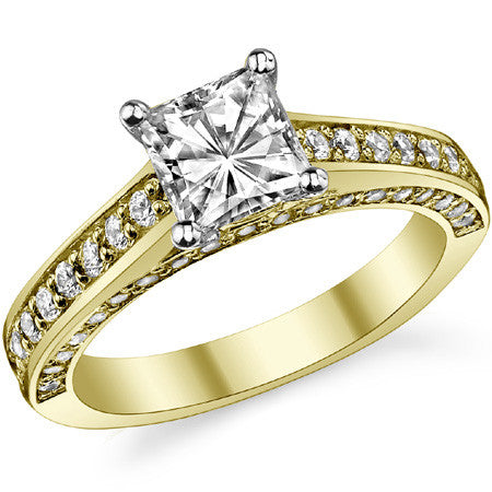 Princess Cathedral Moissanite Engagement Ring