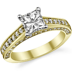Princess Cathedral Moissanite Engagement Ring