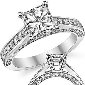 Princess Cathedral Moissanite Engagement Ring