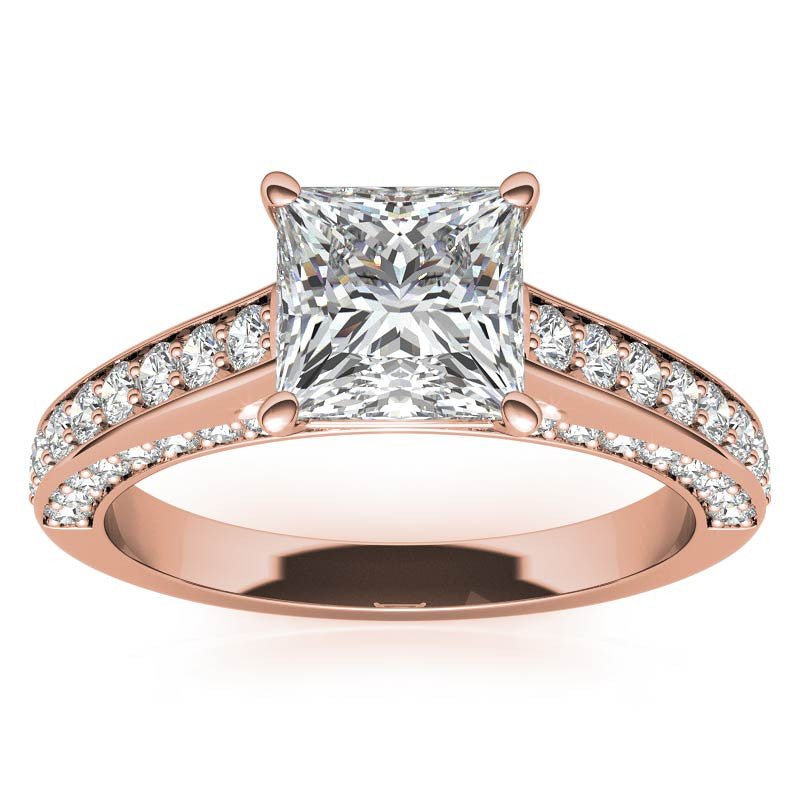 Princess Cathedral Moissanite Engagement Ring