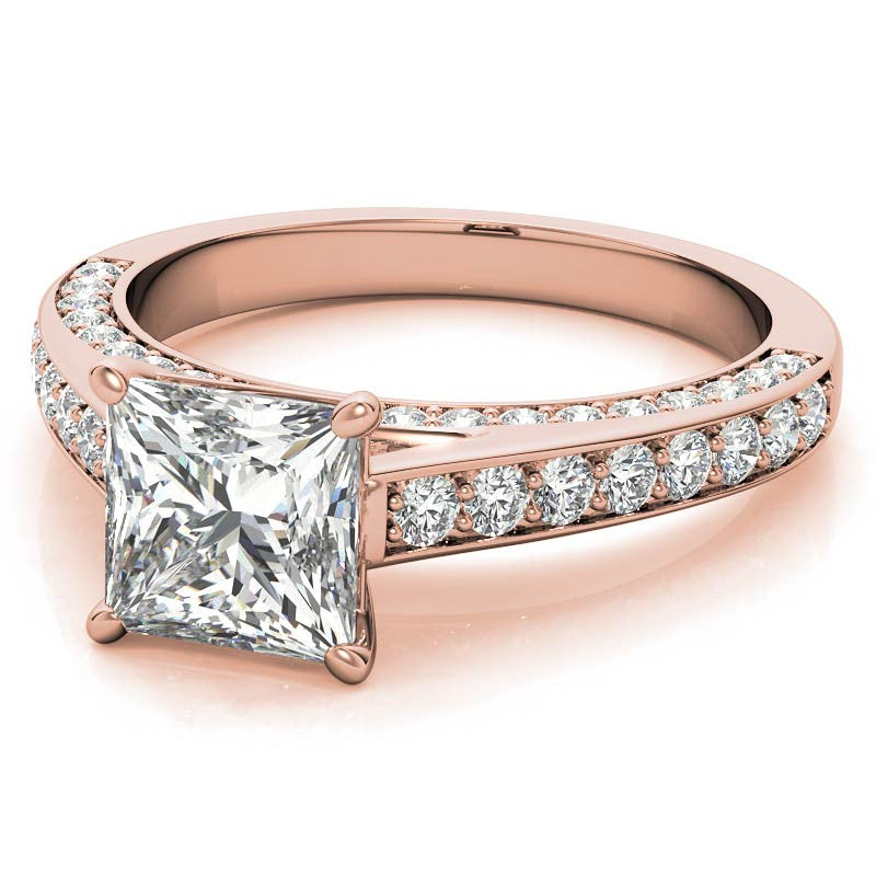 Princess Cathedral Moissanite Engagement Ring