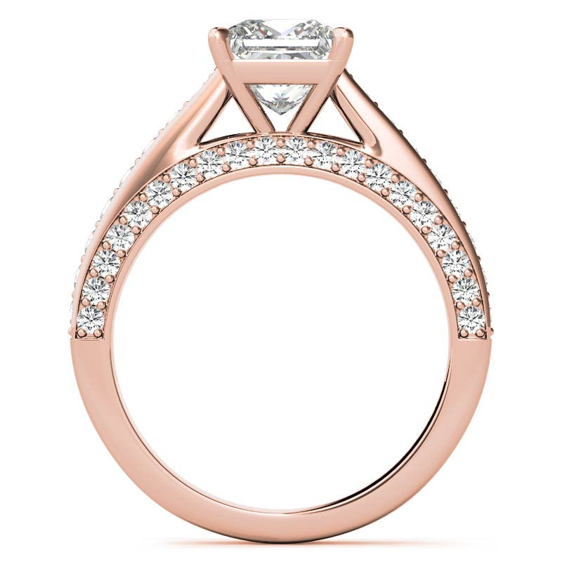 Princess Cathedral Moissanite Engagement Ring