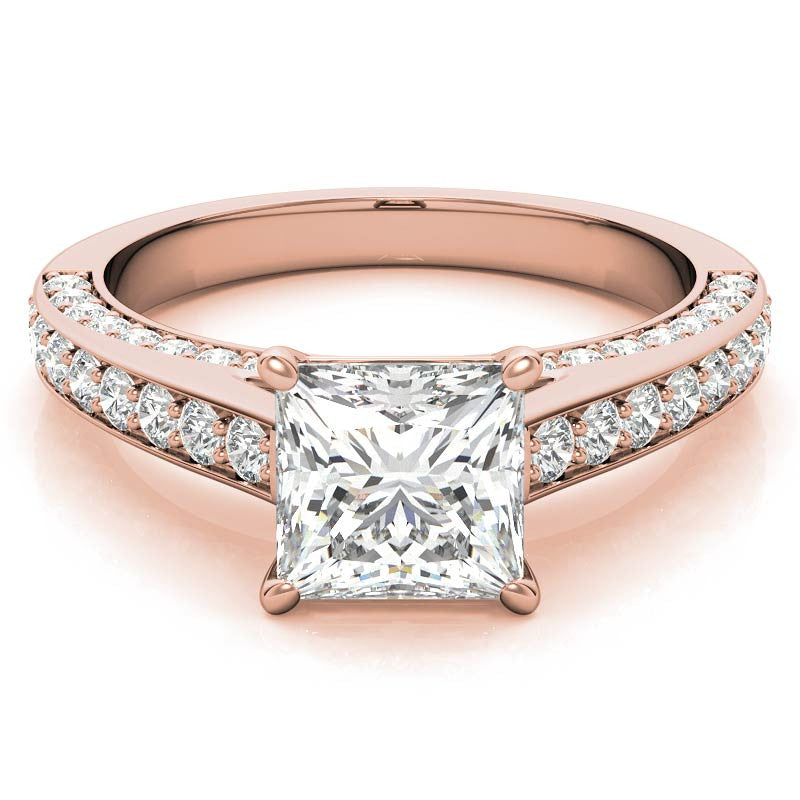 Princess Cathedral Moissanite Engagement Ring