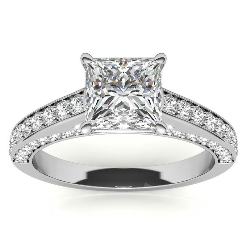 Princess Cathedral Moissanite Engagement Ring