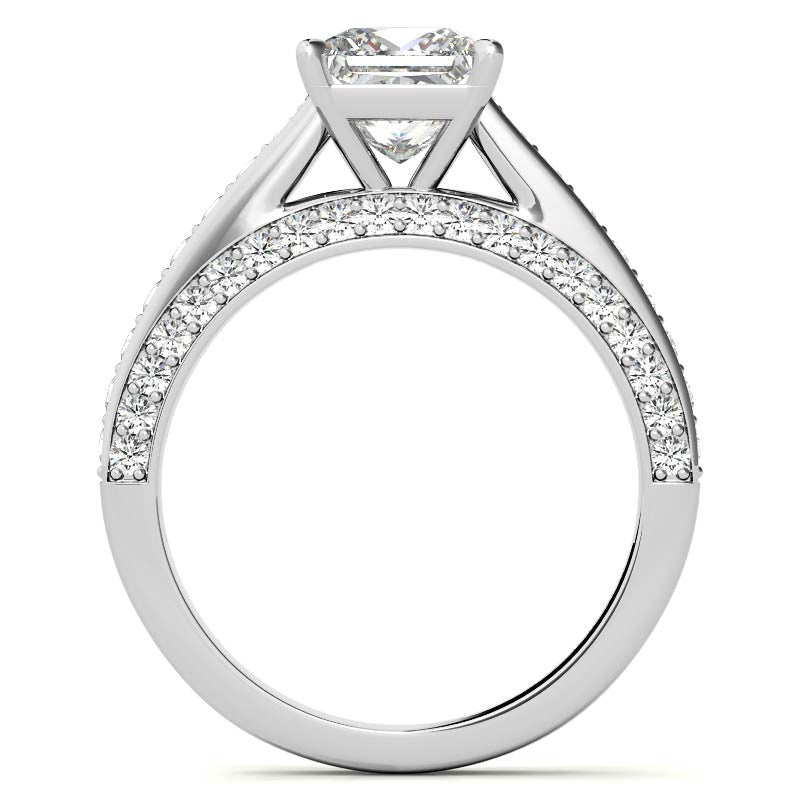 Princess Cathedral Moissanite Engagement Ring