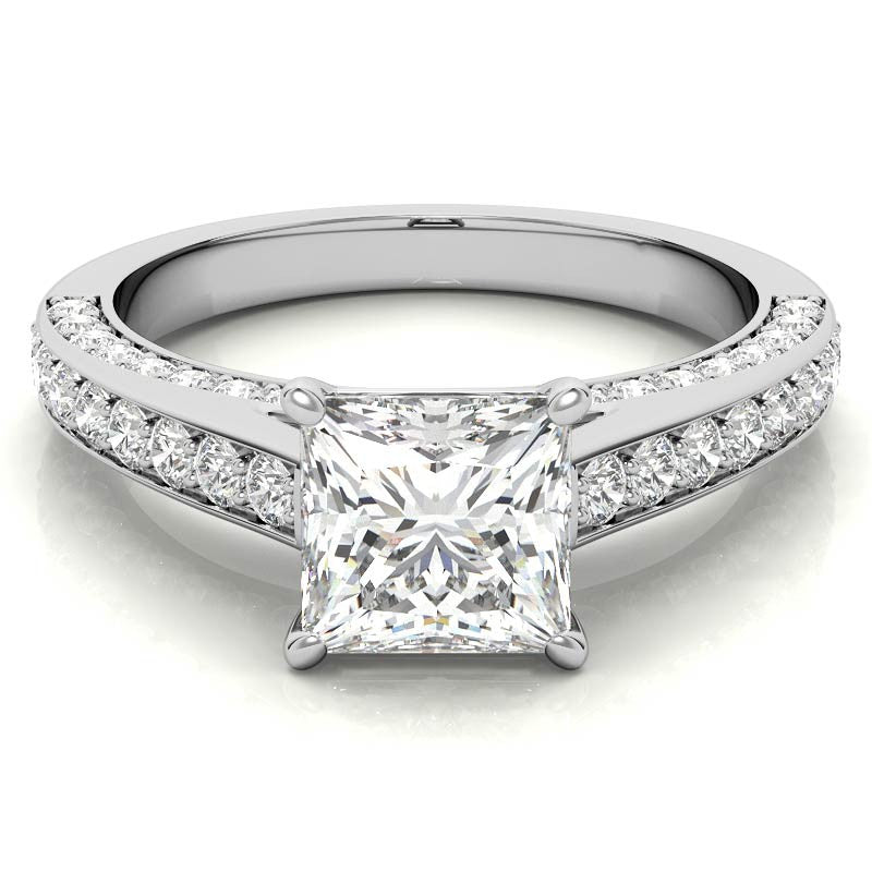 Princess Cathedral Moissanite Engagement Ring