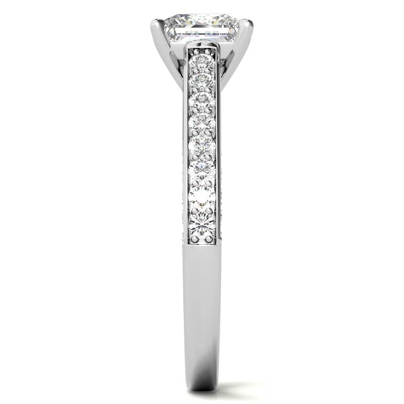 Princess Cathedral Moissanite Engagement Ring