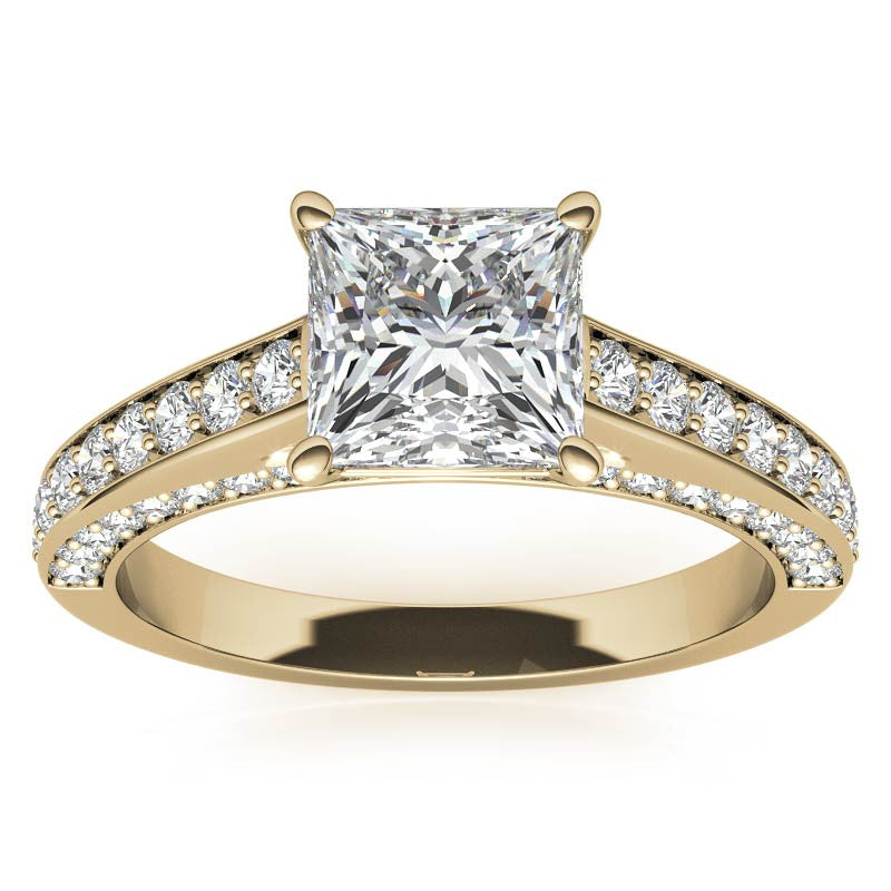 Princess Cathedral Moissanite Engagement Ring