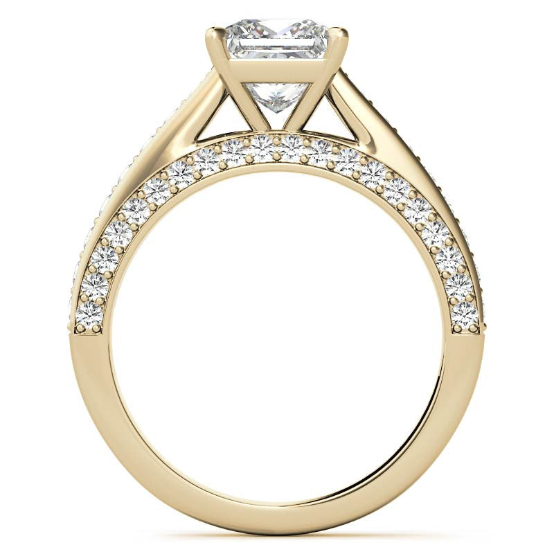 Princess Cathedral Moissanite Engagement Ring