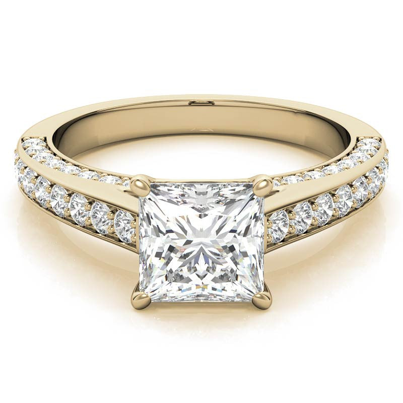 Princess Cathedral Moissanite Engagement Ring