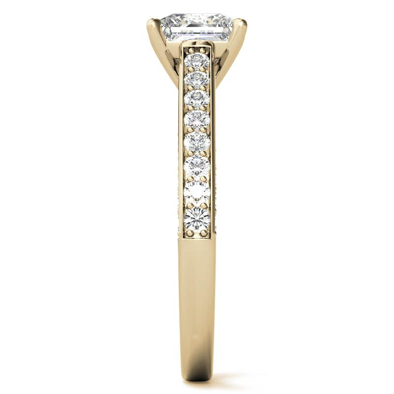 Princess Cathedral Moissanite Engagement Ring