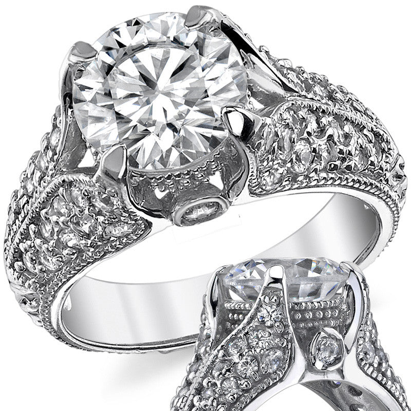 Round Antique Moissanite Engagement Ring