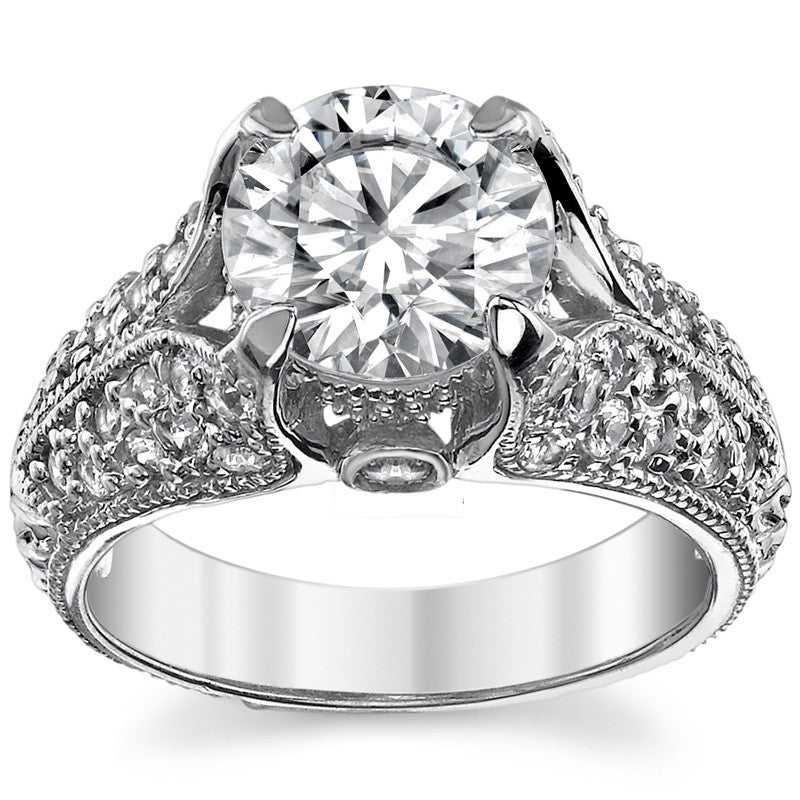Round Antique Moissanite Engagement Ring