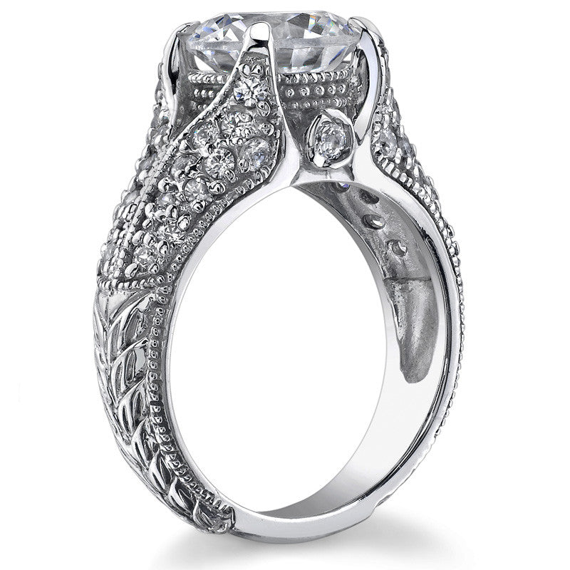 Round Antique Moissanite Engagement Ring