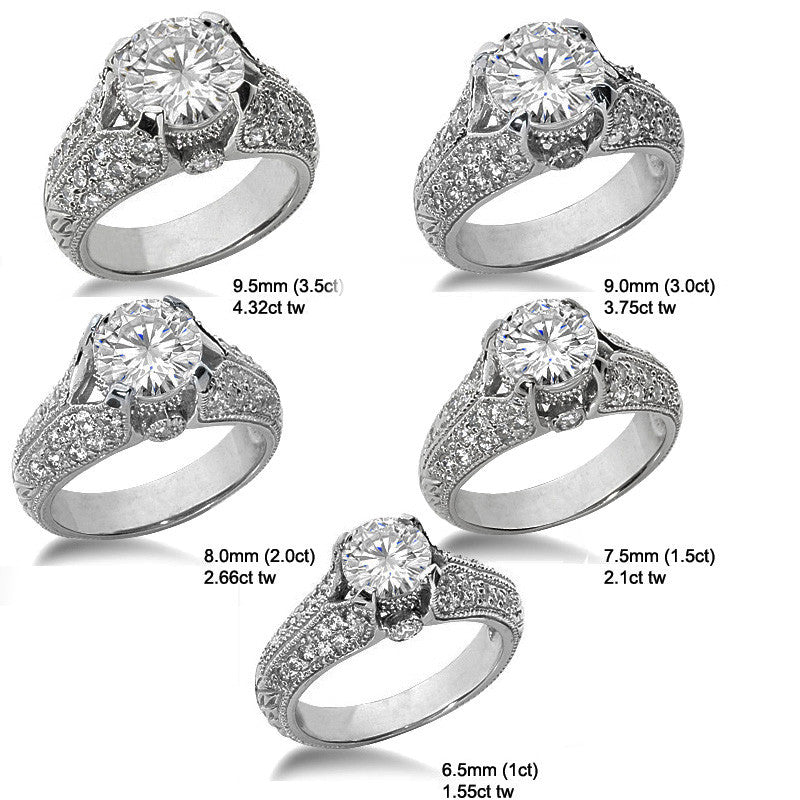 Round Antique Moissanite Engagement Ring