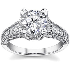 Round Moissanite Antique Engagement Ring