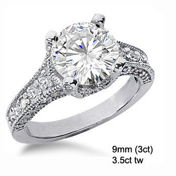 Round Moissanite Antique Engagement Ring