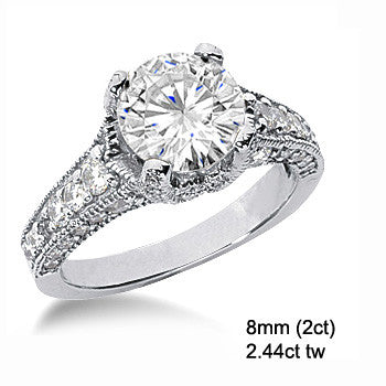 Round Moissanite Antique Engagement Ring