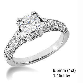 Round Moissanite Antique Engagement Ring
